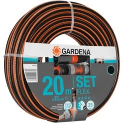 GARDENA Comfort FLEX Schlauch-Set 13mm (1/2") (schwarz/orange, 20 Meter, Mit Anschlüssen)