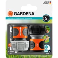 GARDENA Schlauchverbinder Satz 19mm (3/4"), Schlauchstück (grau/orange, 2 Stück)
